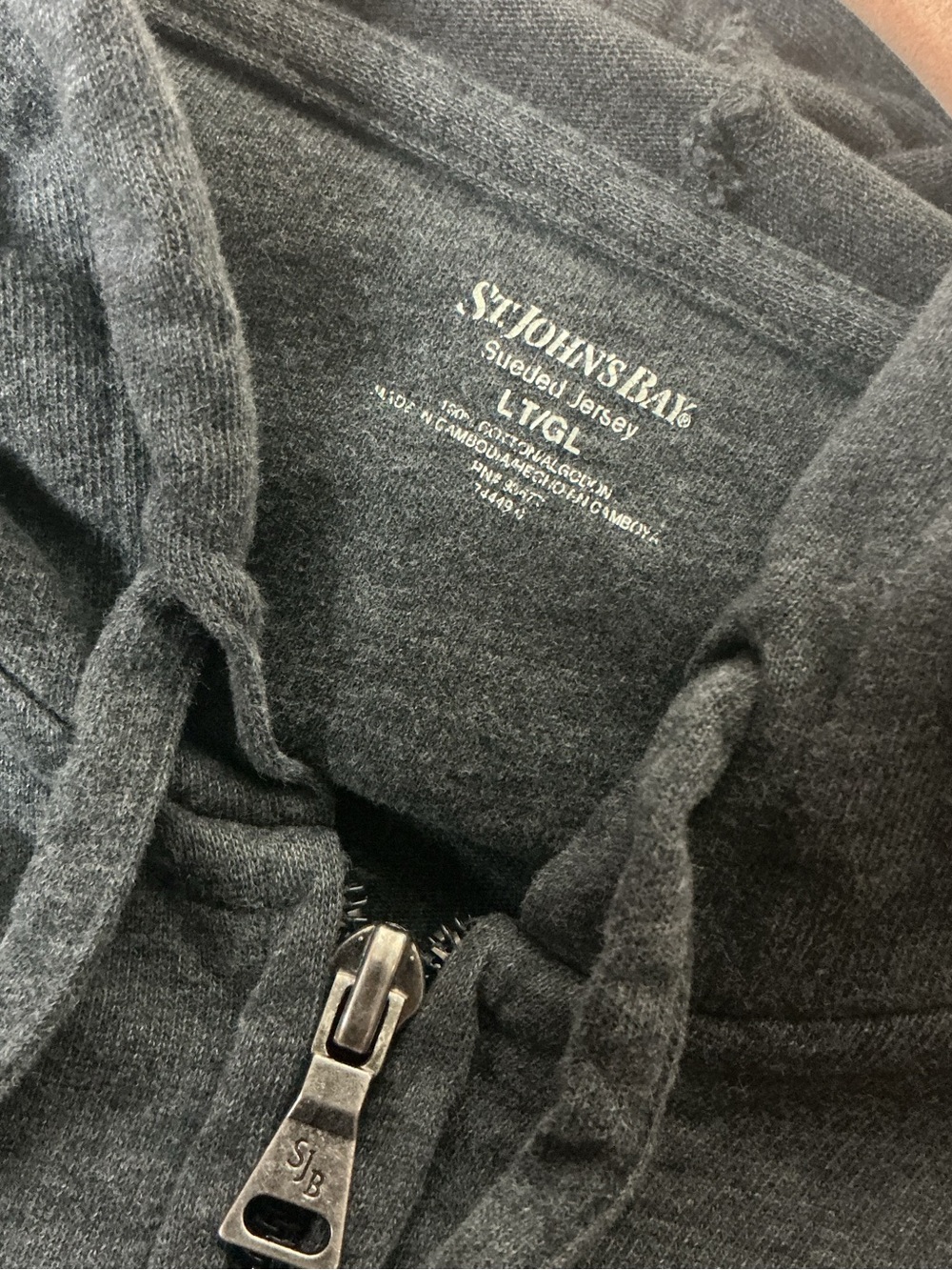 St John’s Bay Men's Gray Full-Zip Hoodie w/ Pockets Size LT - Picture 3 of 3